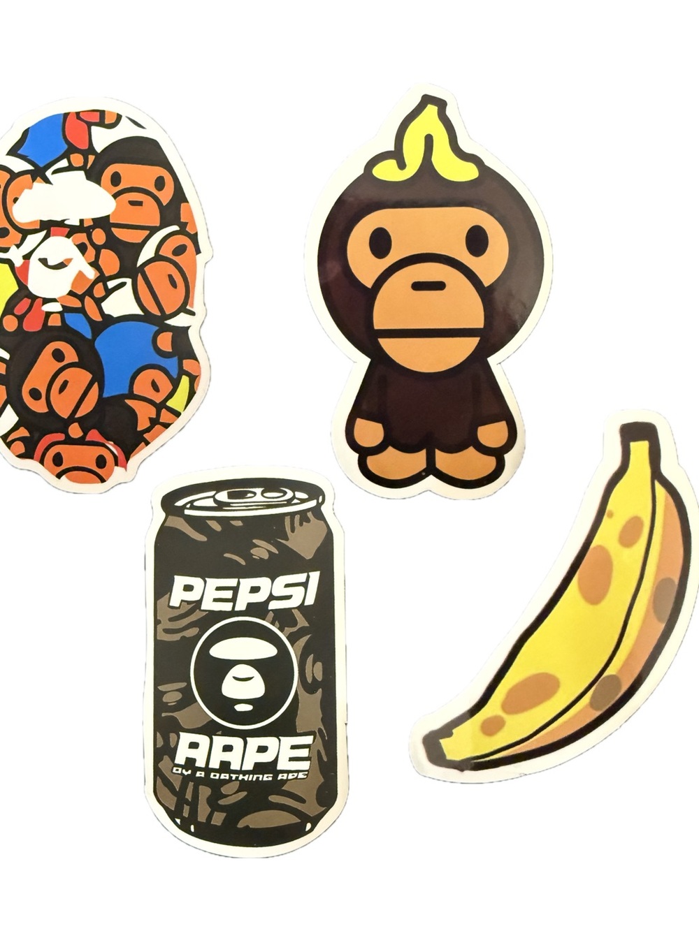 BAPE A Bathing Ape Baby Milo Sticker Lot Pepsi Ape Banana Streetwear Decals